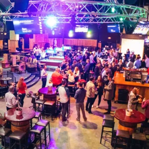 Networking reception with games and bar service at Stampede Event Center Houston